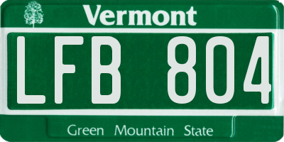 VT license plate LFB804