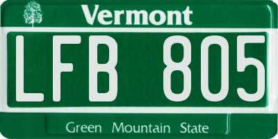 VT license plate LFB805