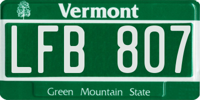 VT license plate LFB807