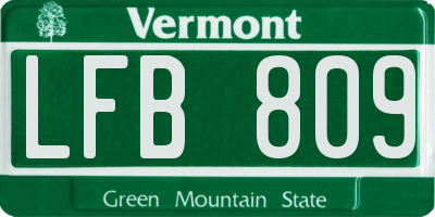 VT license plate LFB809