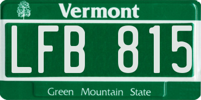 VT license plate LFB815