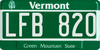VT license plate LFB820