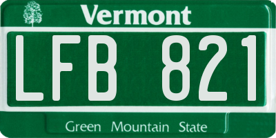 VT license plate LFB821