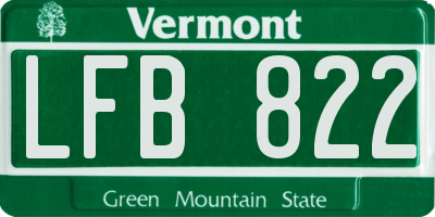 VT license plate LFB822