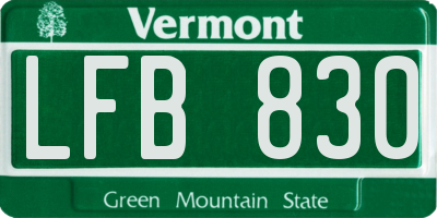 VT license plate LFB830
