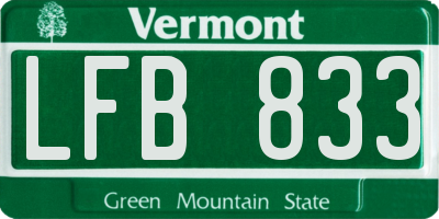 VT license plate LFB833