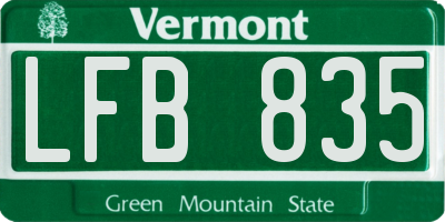 VT license plate LFB835