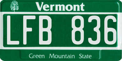 VT license plate LFB836