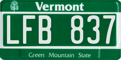 VT license plate LFB837