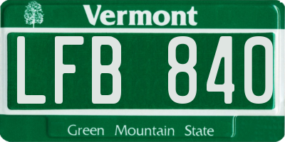 VT license plate LFB840
