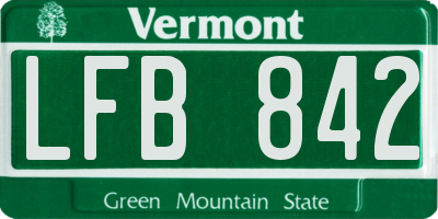 VT license plate LFB842