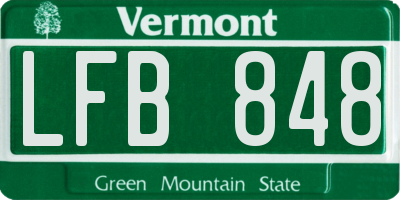 VT license plate LFB848