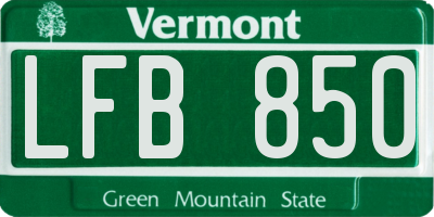 VT license plate LFB850