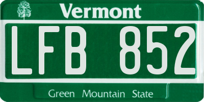 VT license plate LFB852