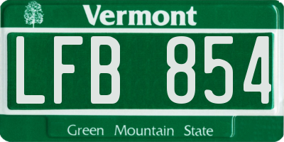 VT license plate LFB854
