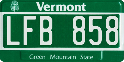 VT license plate LFB858