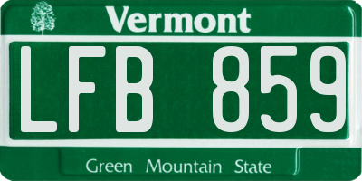 VT license plate LFB859