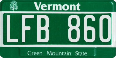 VT license plate LFB860