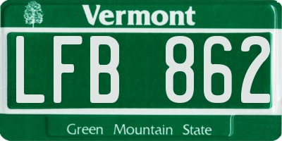 VT license plate LFB862