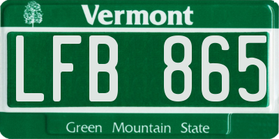VT license plate LFB865
