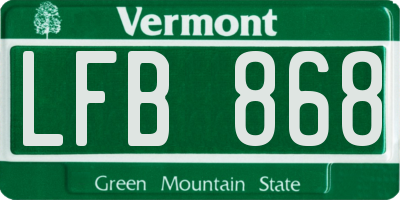 VT license plate LFB868