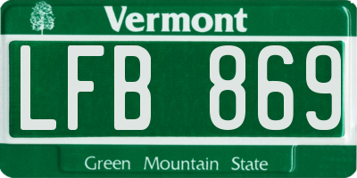 VT license plate LFB869