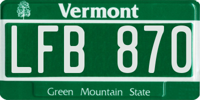 VT license plate LFB870