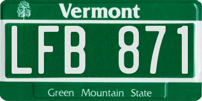 VT license plate LFB871