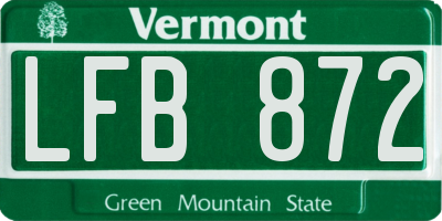 VT license plate LFB872