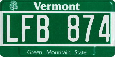 VT license plate LFB874