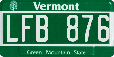 VT license plate LFB876