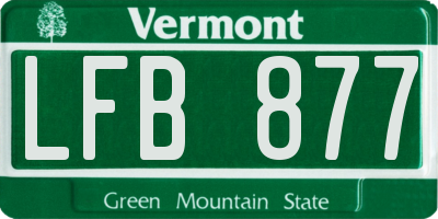 VT license plate LFB877