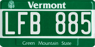 VT license plate LFB885