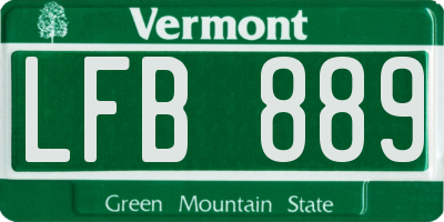 VT license plate LFB889