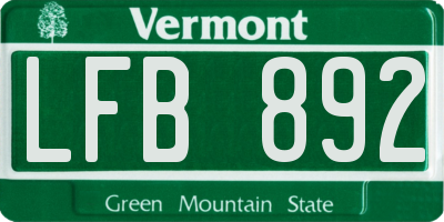 VT license plate LFB892
