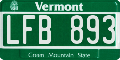 VT license plate LFB893