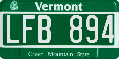 VT license plate LFB894