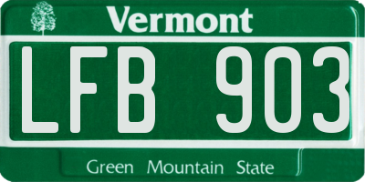 VT license plate LFB903