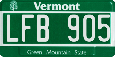 VT license plate LFB905