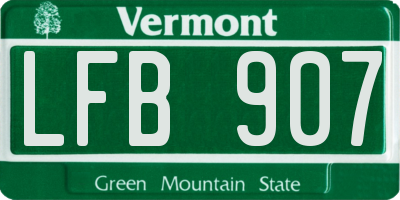 VT license plate LFB907