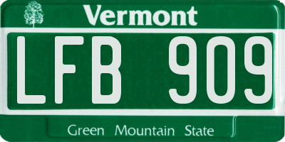 VT license plate LFB909