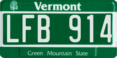 VT license plate LFB914