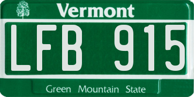 VT license plate LFB915