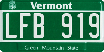 VT license plate LFB919