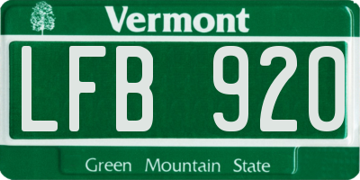 VT license plate LFB920