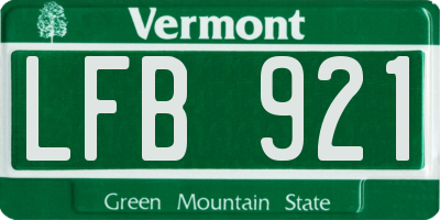 VT license plate LFB921