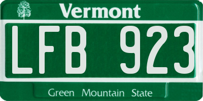 VT license plate LFB923