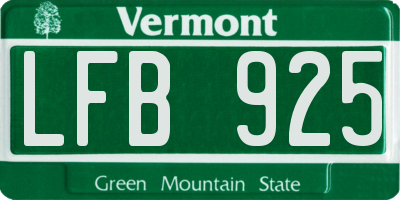 VT license plate LFB925
