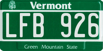 VT license plate LFB926