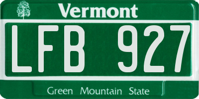 VT license plate LFB927
